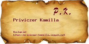 Priviczer Kamilla névjegykártya